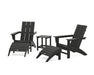 POLYWOOD Modern Adirondack Chair 5-Piece Set with Ottomans and 18" Side Table in Pacific Blue