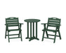 POLYWOOD Nautical Lowback 3-Piece Round Dining Set in Green