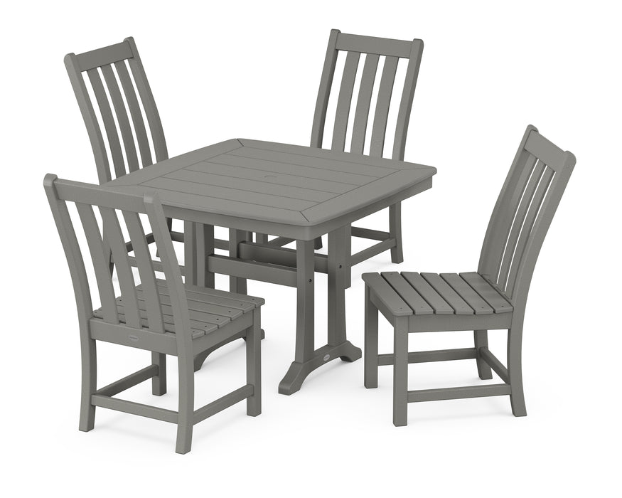 POLYWOOD Vineyard Side Chair 5-Piece Dining Set with Trestle Legs in Slate Grey