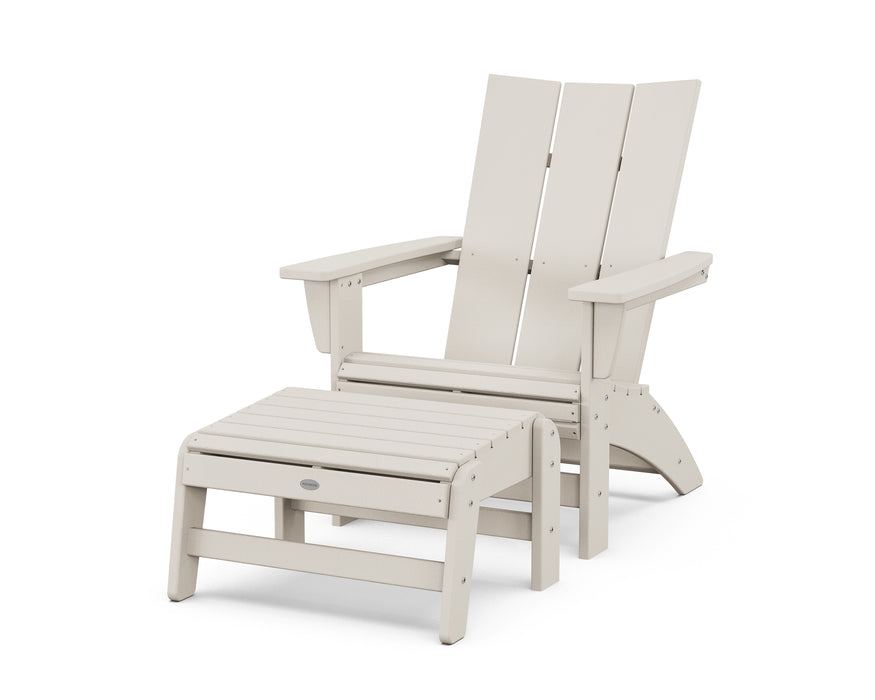 POLYWOOD® Modern Grand Adirondack Chair with Ottoman in Sand