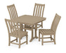 POLYWOOD Vineyard Side Chair 5-Piece Dining Set with Trestle Legs in Vintage Sahara