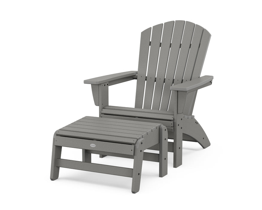 POLYWOOD® Nautical Grand Adirondack Chair with Ottoman in Slate Grey