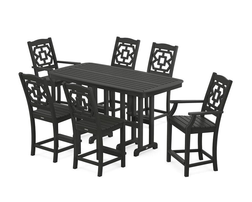 Martha Stewart by POLYWOOD Chinoiserie 7-Piece Counter Set in Black