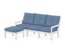 POLYWOOD Vineyard 4-Piece Sectional with Ottoman in White with Sky Blue fabric