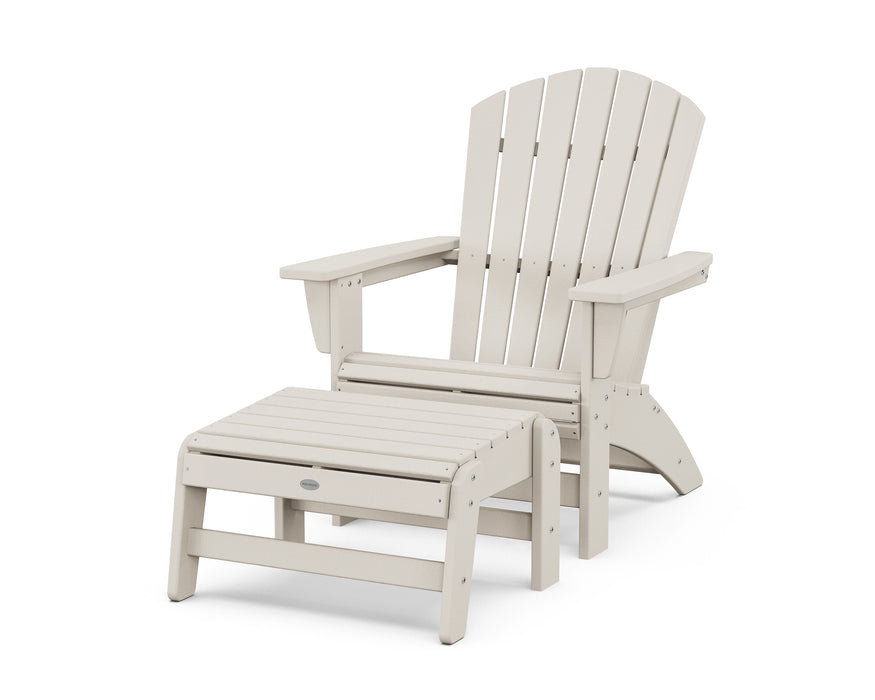 POLYWOOD® Nautical Grand Adirondack Chair with Ottoman in Sand