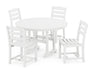 POLYWOOD La Casa Café Side Chair 5-Piece Round Farmhouse Dining Set in White