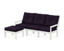 POLYWOOD Vineyard 4-Piece Sectional with Ottoman in White with Navy Linen fabric