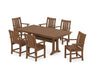 POLYWOOD® Oxford Arm Chair 7-Piece Farmhouse Dining Set with Trestle Legs in Teak