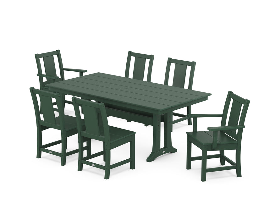 POLYWOOD® Prairie 7-Piece Farmhouse Dining Set with Trestle Legs in Mahogany