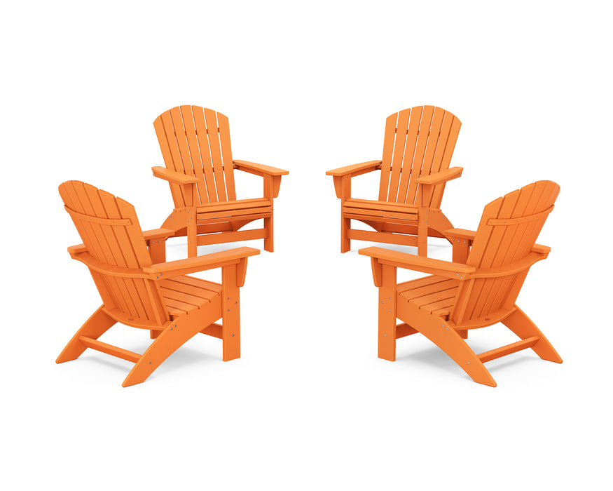 POLYWOOD® 4-Piece Nautical Grand Adirondack Chair Conversation Set in Tangerine