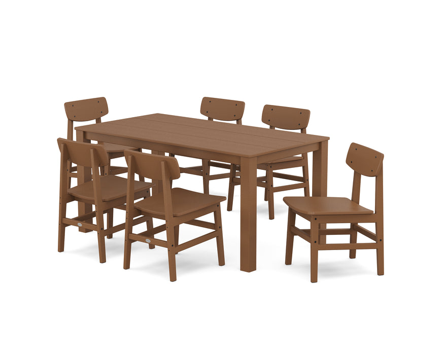 POLYWOOD® Modern Studio Urban Chair 7-Piece Parsons Table Dining Set in Teak