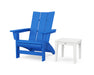 POLYWOOD® Modern Grand Adirondack Chair with Side Table in Aruba / White