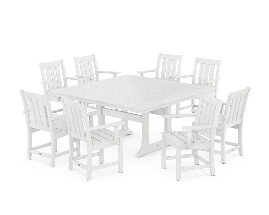 POLYWOOD® Oxford 9-Piece Square Farmhouse Dining Set with Trestle Legs in White