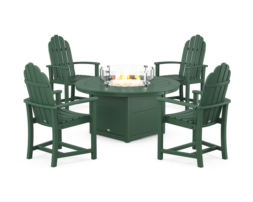 POLYWOOD® Classic 4-Piece Upright Adirondack Conversation Set with Fire Pit Table in Mahogany