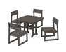 POLYWOOD EDGE Side Chair 5-Piece Dining Set in Vintage Coffee