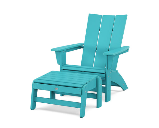 POLYWOOD® Modern Grand Adirondack Chair with Ottoman in Black