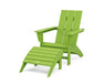 POLYWOOD Modern Adirondack Chair 2-Piece Set with Ottoman in Slate Grey