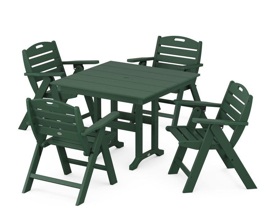 POLYWOOD Nautical Lowback 5-Piece Farmhouse Dining Set in Green
