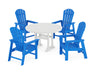 POLYWOOD South Beach 5-Piece Round Dining Set with Trestle Legs in Pacific Blue