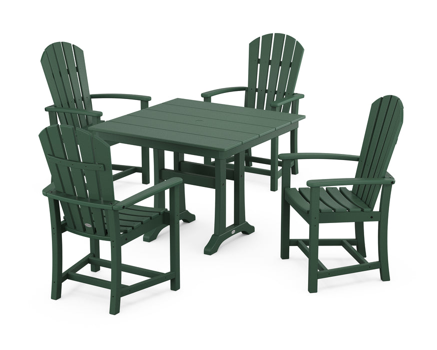 POLYWOOD Palm Coast 5-Piece Farmhouse Dining Set With Trestle Legs in Green