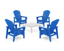 POLYWOOD® 5-Piece Nautical Grand Upright Adirondack Chair Conversation Group in Pacific Blue / White
