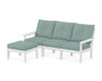 POLYWOOD Vineyard 4-Piece Sectional with Ottoman in White with Glacier Spa fabric