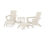 POLYWOOD Modern Adirondack Chair 5-Piece Set with Ottomans and 18" Side Table in Sand