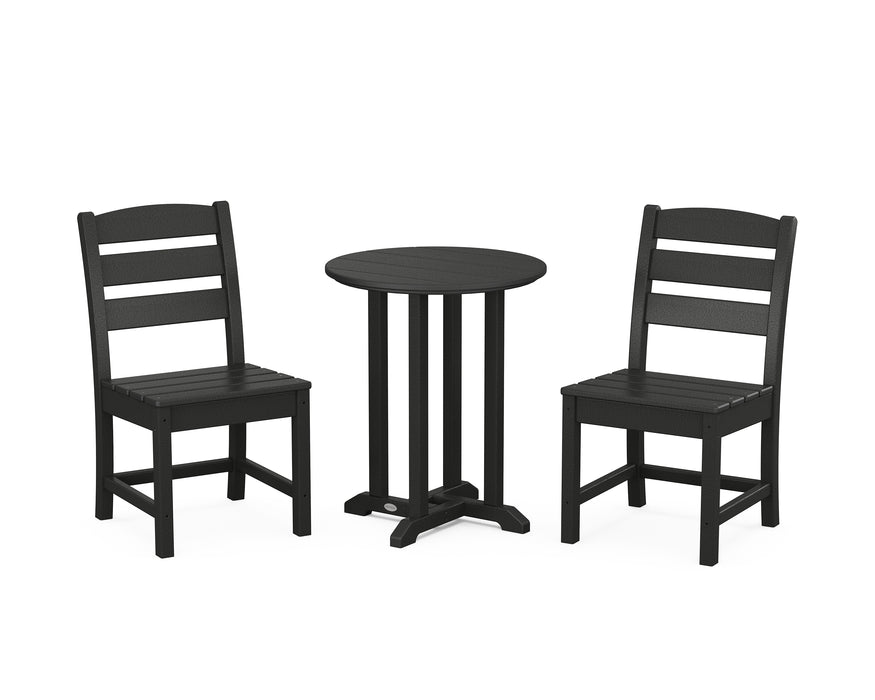 POLYWOOD Lakeside Side Chair 3-Piece Round Dining Set in Black