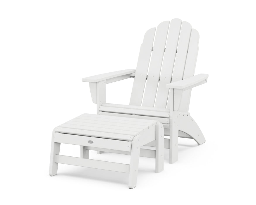 POLYWOOD® Vineyard Grand Adirondack Chair with Ottoman in White