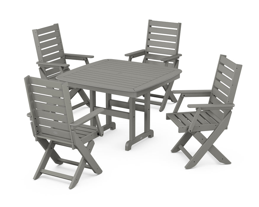 POLYWOOD Captain 5-Piece Dining Set with Trestle Legs in Slate Grey