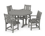 POLYWOOD® Oxford 5-Piece Round Dining Set with Trestle Legs in Slate Grey