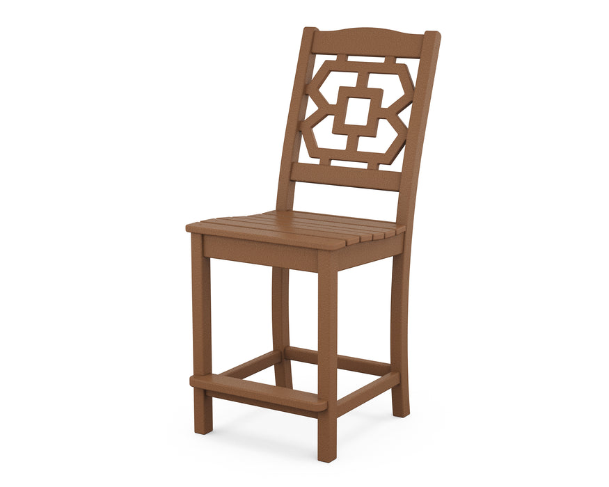 Martha Stewart by POLYWOOD Chinoiserie Counter Side Chair in Teak