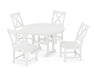 POLYWOOD Braxton Side Chair 5-Piece Round Dining Set in White
