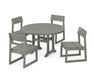 POLYWOOD EDGE Side Chair 5-Piece Round Dining Set With Trestle Legs in Slate Grey