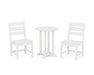 POLYWOOD Lakeside Side Chair 3-Piece Round Dining Set in White