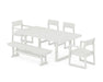 POLYWOOD EDGE 6-Piece Dining Set with Bench in Vintage White