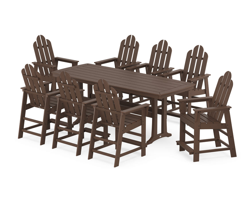 POLYWOOD® Long Island 9-Piece Counter Set with Trestle Legs in Mahogany