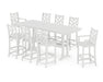POLYWOOD® Chippendale 9-Piece Farmhouse Bar Set with Trestle Legs in White