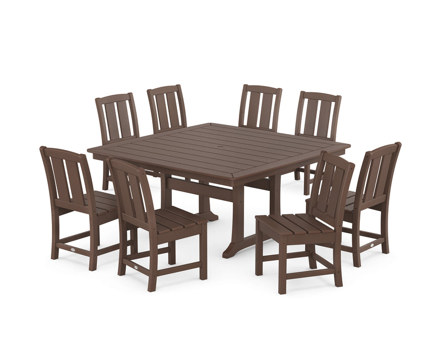 POLYWOOD® Mission Side Chair 9-Piece Square Dining Set with Trestle Legs in Mahogany