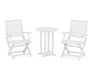 POLYWOOD® Signature Folding Chair 3-Piece Round Farmhouse Dining Set in White