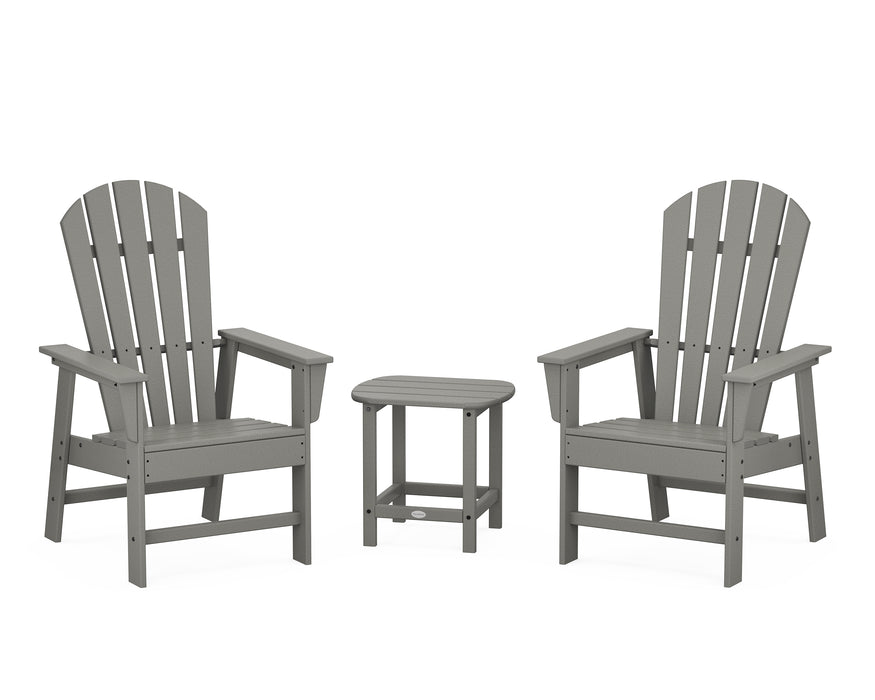 POLYWOOD South Beach Casual Chair 3-Piece Set with 18" South Beach Side Table in Slate Grey