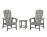 POLYWOOD South Beach Casual Chair 3-Piece Set with 18" South Beach Side Table in Slate Grey
