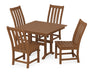 POLYWOOD Vineyard Side Chair 5-Piece Farmhouse Dining Set in Teak