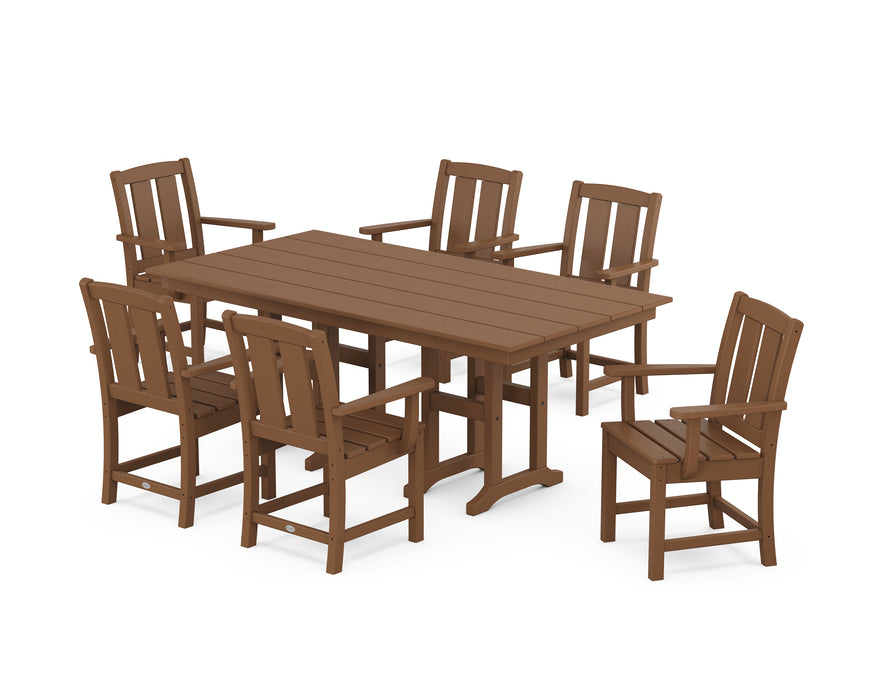 POLYWOOD® Mission Arm Chair 7-Piece Farmhouse Dining Set in Teak