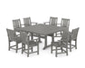 POLYWOOD® Oxford 9-Piece Square Farmhouse Dining Set with Trestle Legs in Slate Grey