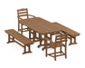 POLYWOOD La Casa Café 5-Piece Dining Set with Benches in Teak
