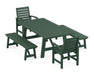 POLYWOOD Signature 5-Piece Rustic Farmhouse Dining Set With Benches in Green