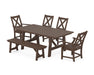 POLYWOOD® Braxton 6-Piece Rustic Farmhouse Dining Set With Trestle Legs in Mahogany