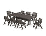 POLYWOOD Nautical Lowback 9-Piece Farmhouse Dining Set with Trestle Legs in Vintage Coffee