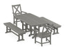 POLYWOOD Braxton 5-Piece Dining Set with Benches in Slate Grey
